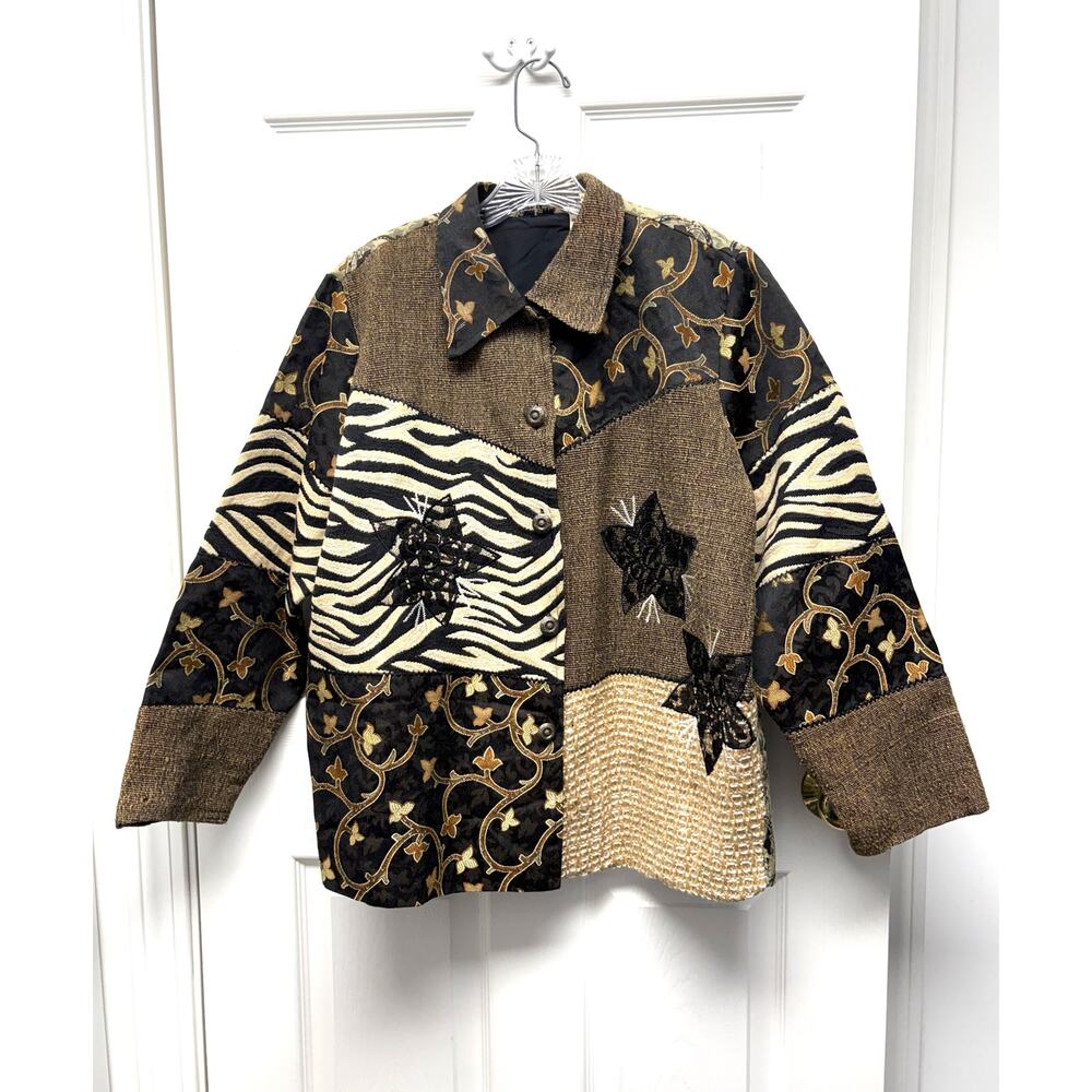 Quizz Petite Patchwork Tapestry Jacket Zebra Art … - image 1